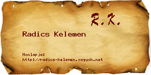 Radics Kelemen névjegykártya